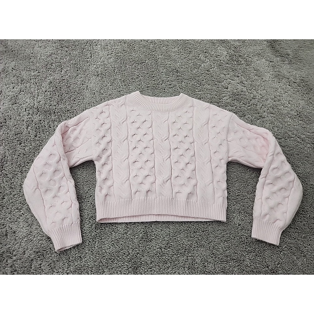 Forever 21 Cable Knit Sweater Women S Pink Cropped Coquette Softgirl Cozy Preppy